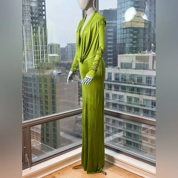 🆕 RAT & BOA 🧿 NWOT Octavia Long Sleeve Column Maxi Dress, Green - Sz M US 6 - Picture 7 of 17